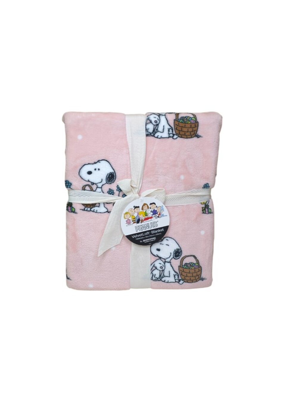 Peanuts VelvetLoft Plush Twin Blanket Snoopy Easter Print Pink 60"x90" Polyester